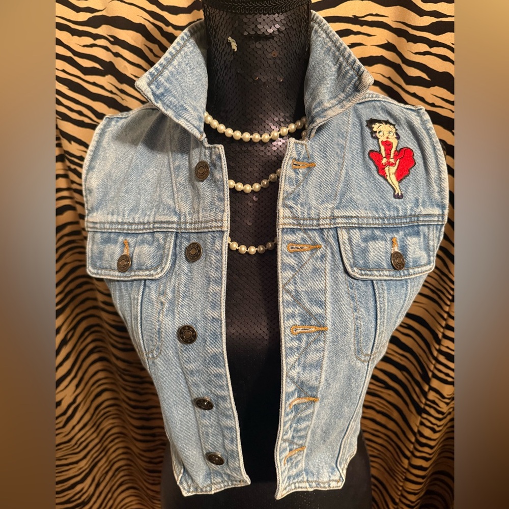 CMG Vintage 1994 Betty Boop Official Denim Vest with Embroidered Patch
